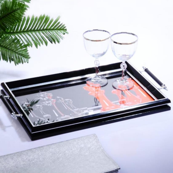 Kosova Sg-223 Kulplu Lüx Dikdörtgen Tepsi 50 x 31Cm Siyah