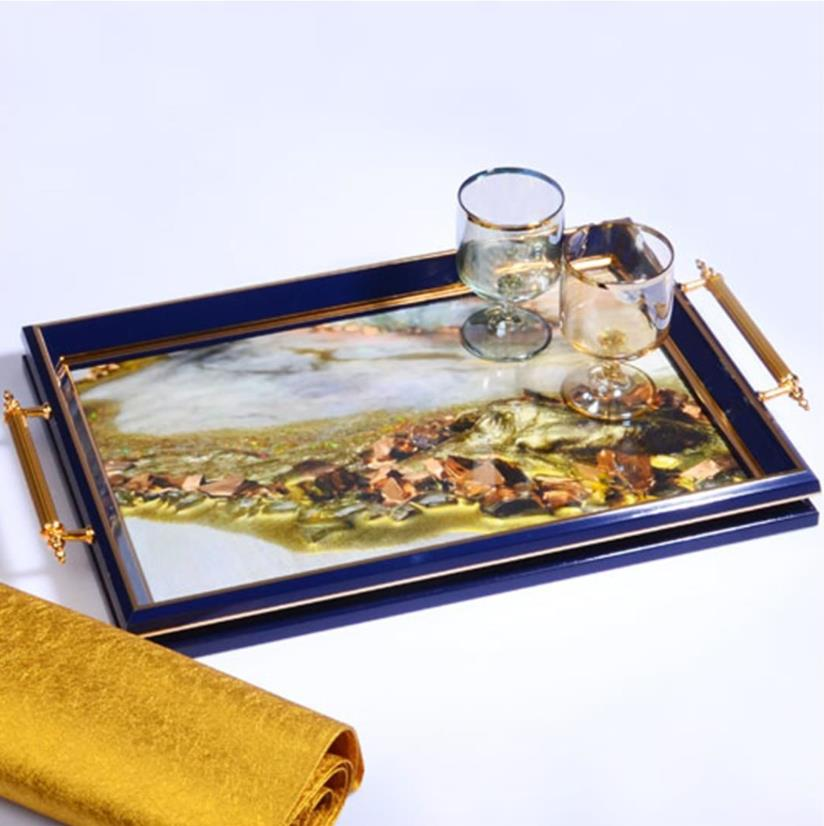 Kosova La-229 Kulp Lüx Dikdörtgen Tepsi 50 x 31 Lacivert