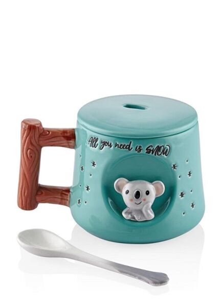 The Mia Koala Kapaklı ve Kaşıklı Kupa 370 ml