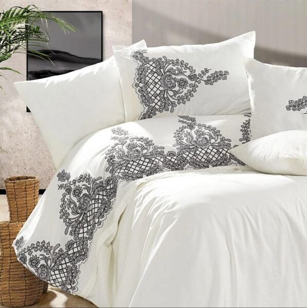 Nazik Home Monza Pamuk Saten Nevresim Takımı Gri Çift Kişilik