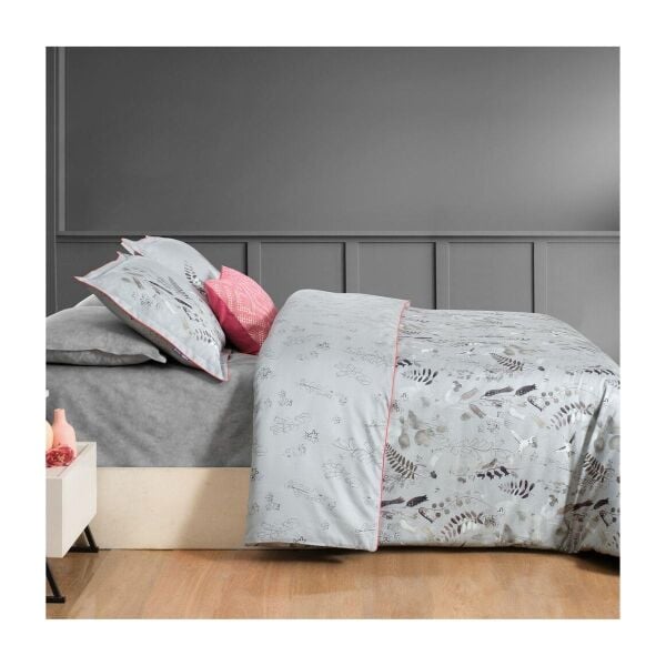 Sarev Martina Saten Nevresim Takımı Çift Kişilik 4 Yastık Gri