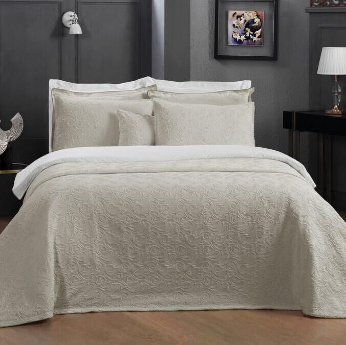 Sarev Sedra Yatak Örtüsü Çift Kişilik-Bej