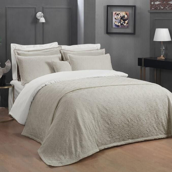 Sarev Sedra Yatak Örtüsü Çift Kişilik-Bej