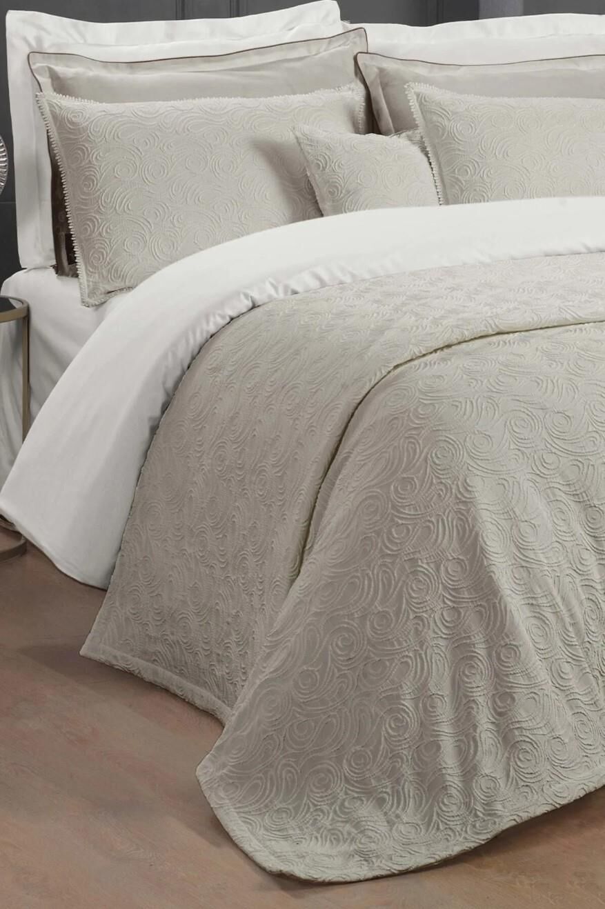 Sarev Sedra Yatak Örtüsü Çift Kişilik-Bej