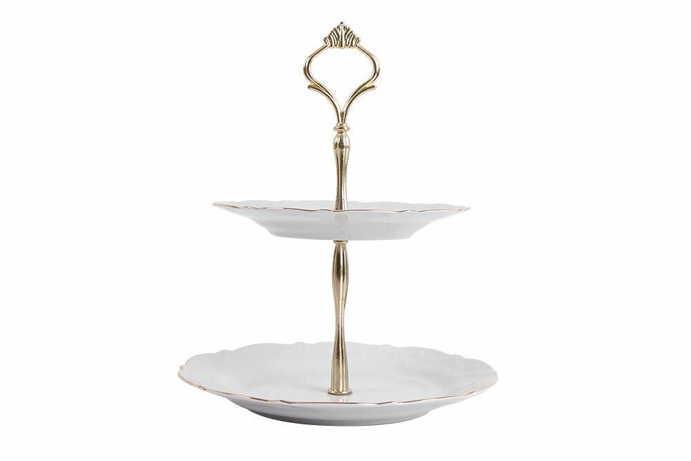 Porland Queen Altın Yaldız 2 Katlı Kurabiye Tabağı 21cm