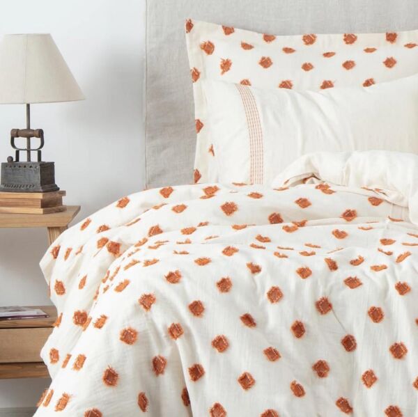 Ecocotton İmre Nevresim Takımı %100 Organik Pamuk Müslin Kiremit CK