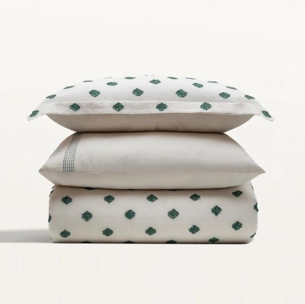 Ecocotton İmre Nevresim Takımı %100 Organik Pamuk Müslin Yeşil CK