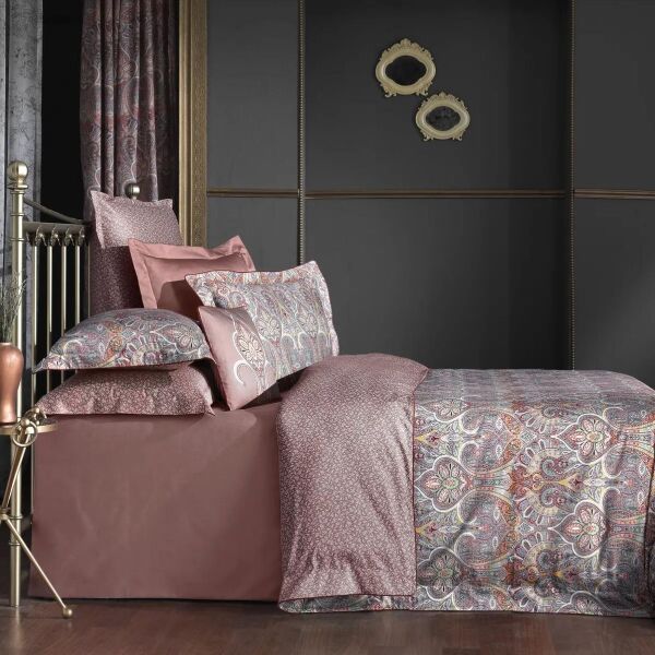 Sarev İsfahan Saten Nevresim Takımı Pembe Çift Kişilik