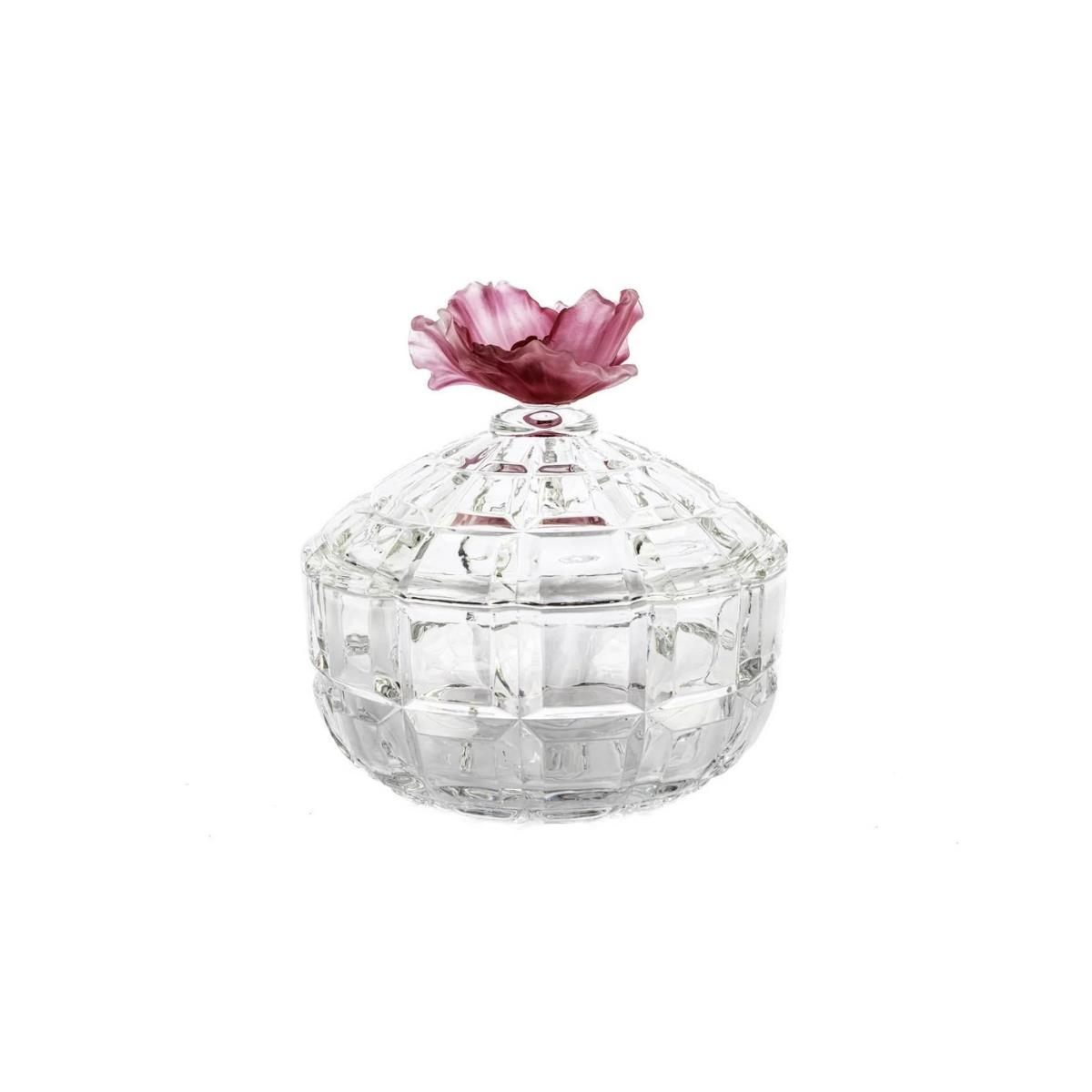 Mikasa Moor Pembe Çiçekli Kapaklı Cam Şekerlik 18x19cm