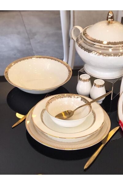 Evaliza Crown Altın 60 Parça Yemek Takımı