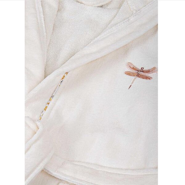 Ecocotton Nina Kız Çocuk Bornoz %100 Organik Pamuk Nakışlı Krem / Pembe 7-8 Yaş