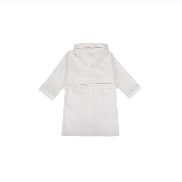 Ecocotton Nina Kız Çocuk Bornoz %100 Organik Pamuk Nakışlı Krem / Pembe 3-4 Yaş