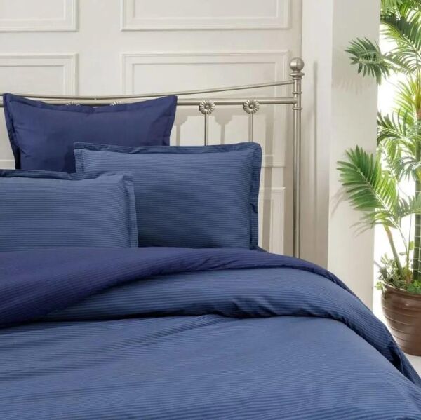 Sarev Fancy Stripe Nevresim Takımı Lacivert Çift Kişilik