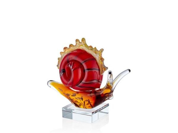 Lamedore Snail Red Glass Decor 15x6x13 Cm