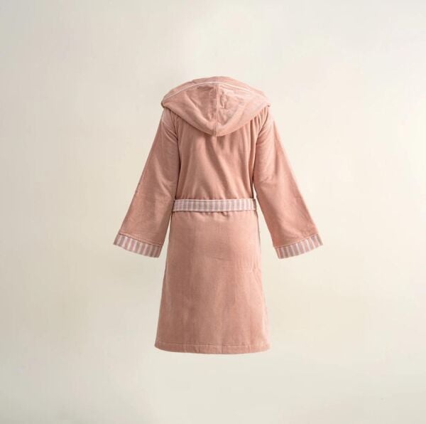 Ecocotton Balerin Kız Çocuk Bornoz %100 Organik Pamuk Nakışlı Pudra 13-14 Yaş