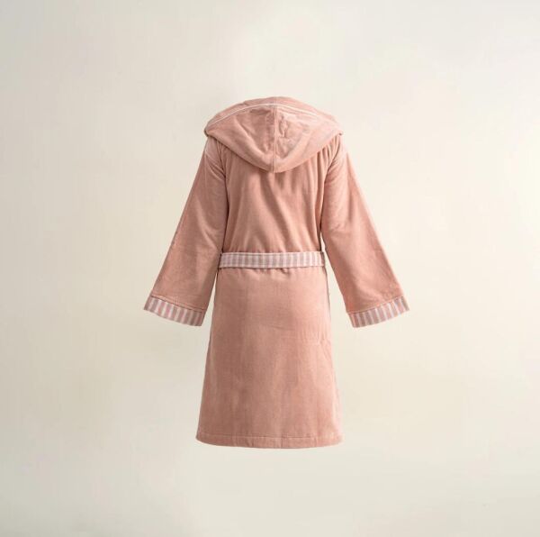 Ecocotton Balerin Kız Çocuk Bornoz %100 Organik Pamuk Nakışlı Pudra 5-6 Yaş