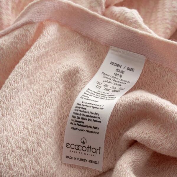 Ecocotton Baby Love Bebek Battaniyesi %100 Organik Pamuk Örgü Pudra TK