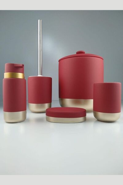 Kosova BNY-310 Seramik 5 Parça Banyo Set Mat Kırmızı Gold