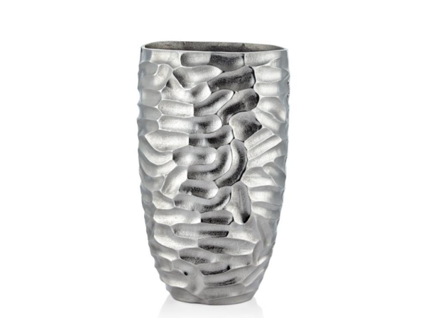 Lamedore Comb Gümüş Büyük Vazo 22 x 27 x 43 Cm