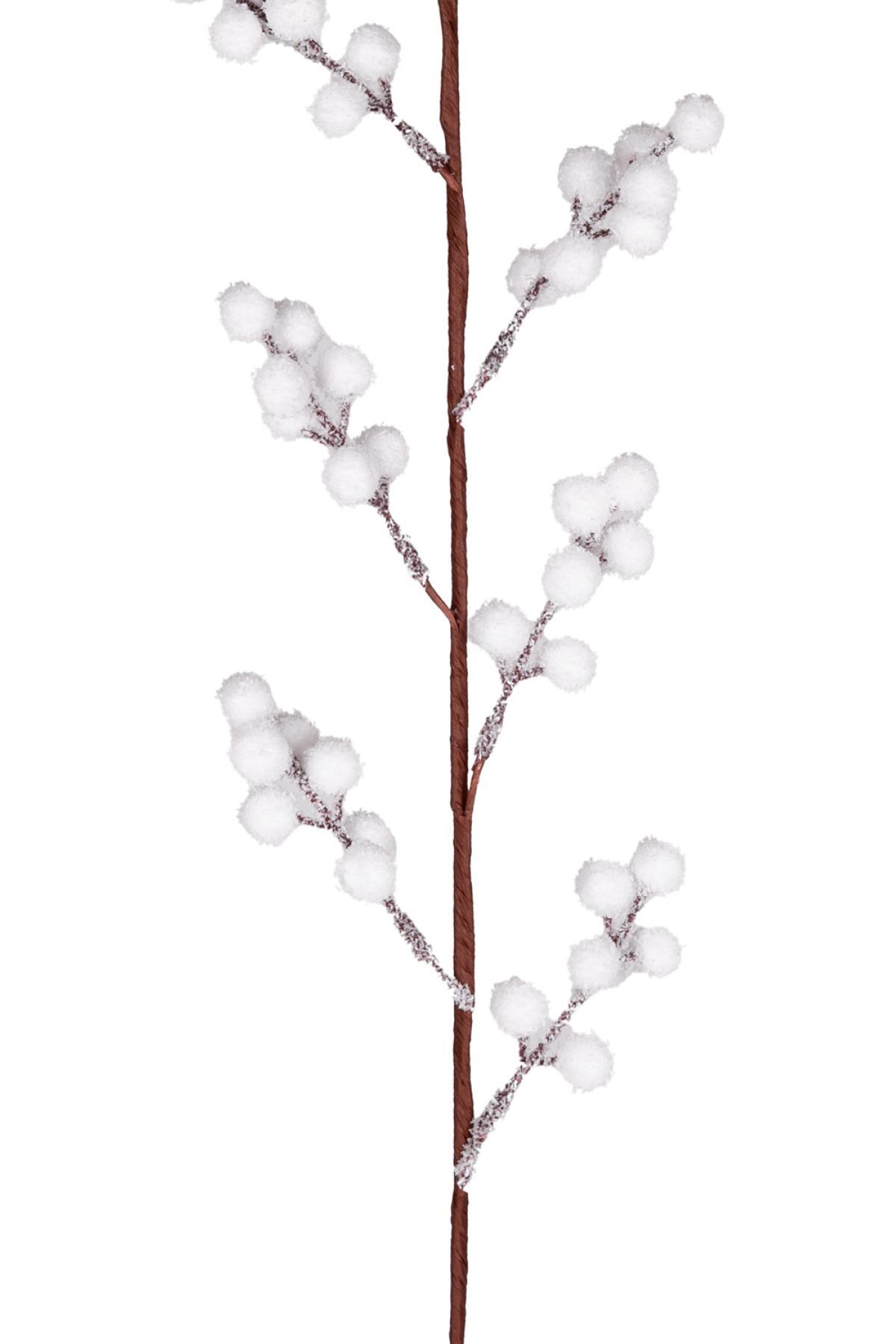 Yılbaşı Çiçeği Pike Kar Efektli Berry Dalı Beyaz 75 Cm