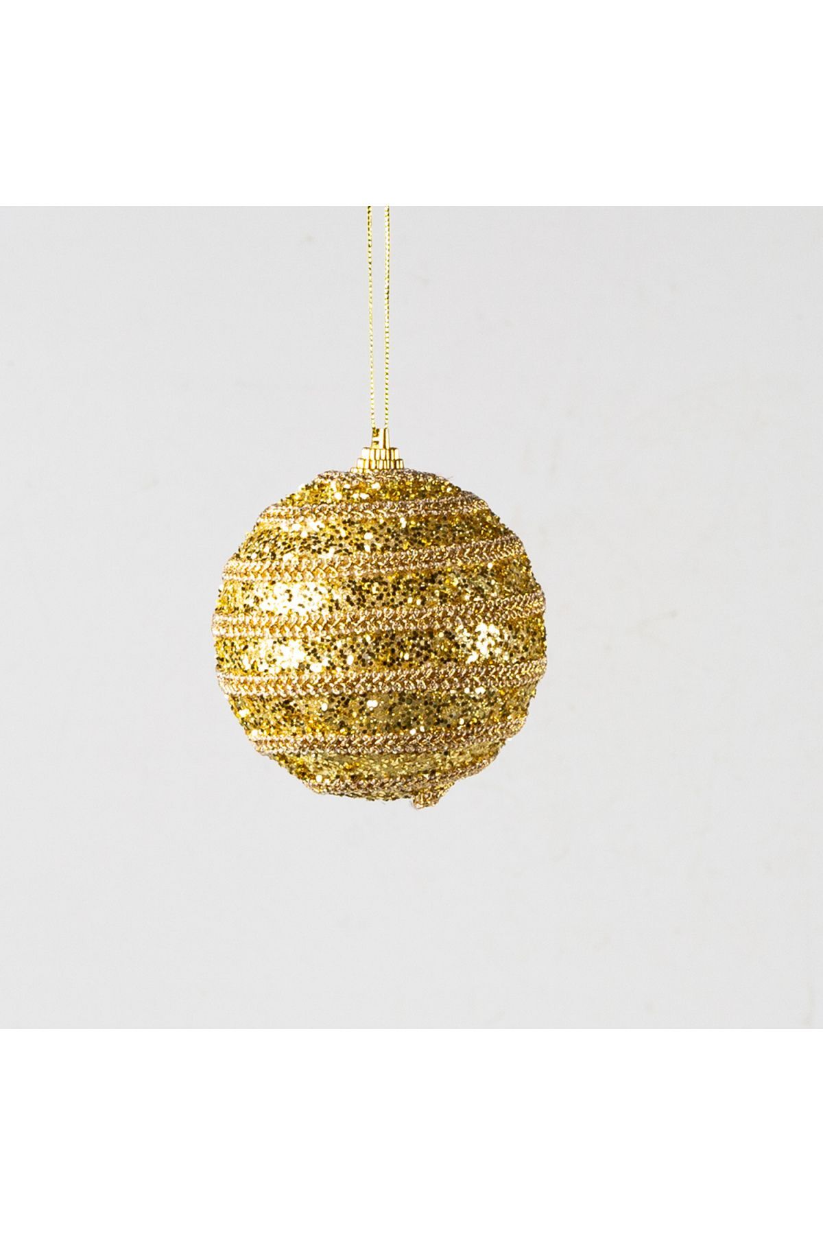 Simli Yılbaşı Topu 3lü Paket Dore 8x8cm