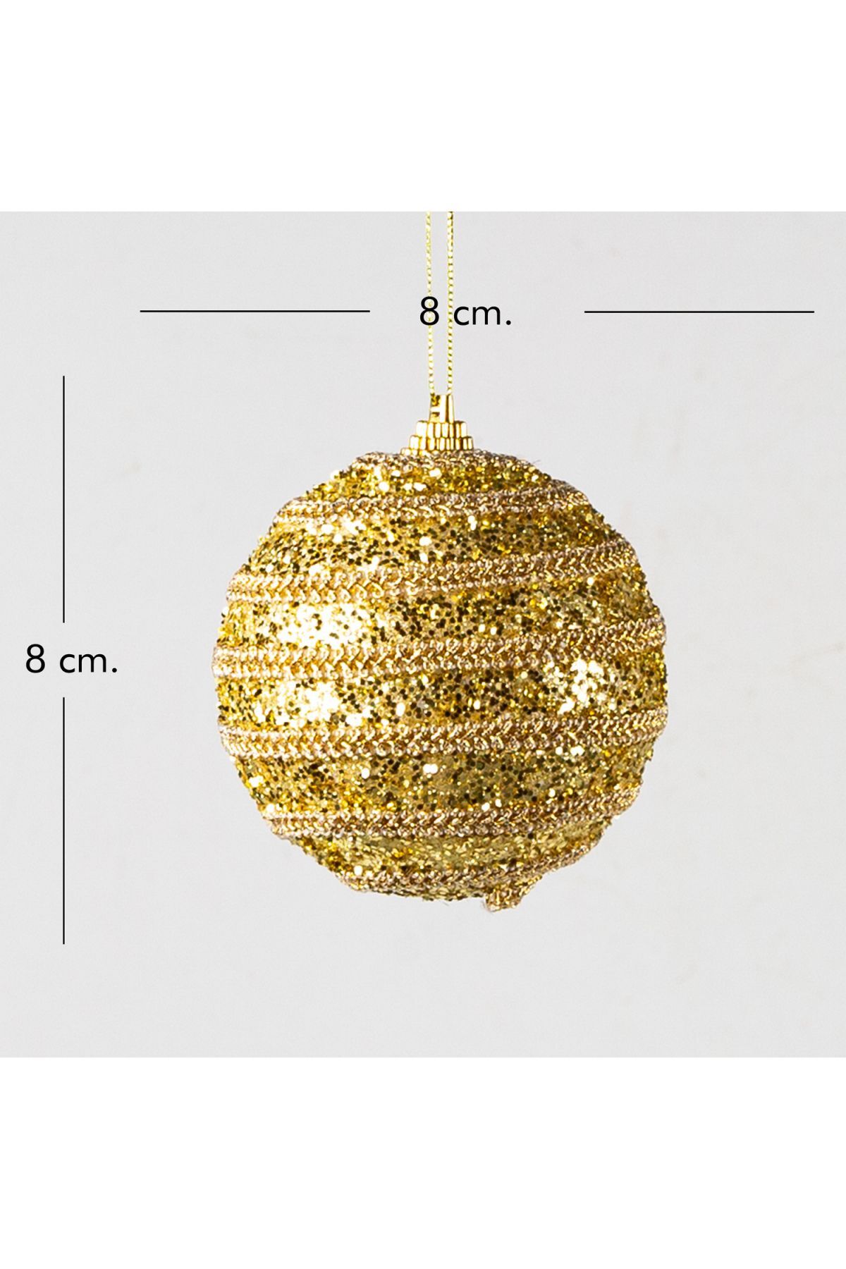 Simli Yılbaşı Topu 3lü Paket Dore 8x8cm