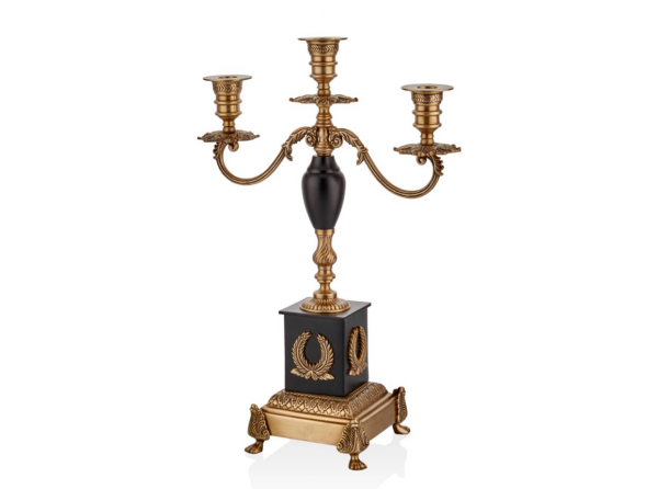 Lamedore Ramones 3 Kollu Brass Şamdan 32 x 14 x 49 Cm