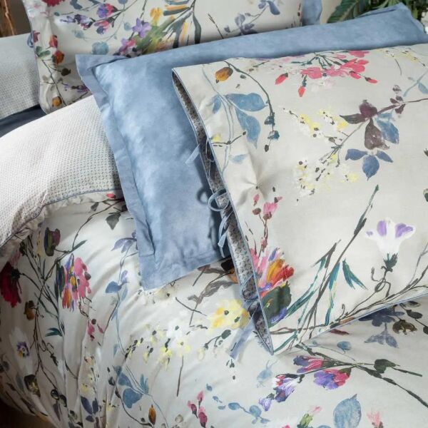 Sarev Irına Saten Nevresim Takımı Çift Kişilik 4 Yastık Gri