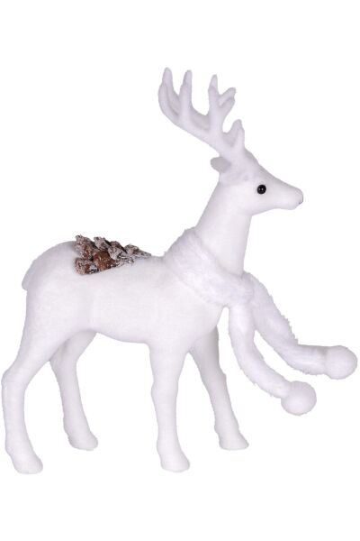 Yılbaşı Süsü Beyaz Atkılı Geyik Beyaz 20x9x32 cm