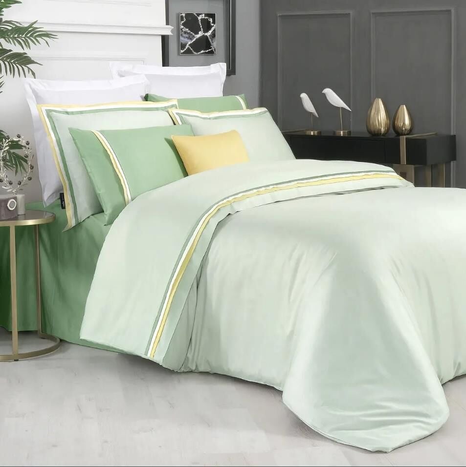 Sarev Minsk Saten Nevresim Yeşil Çift Kişilik