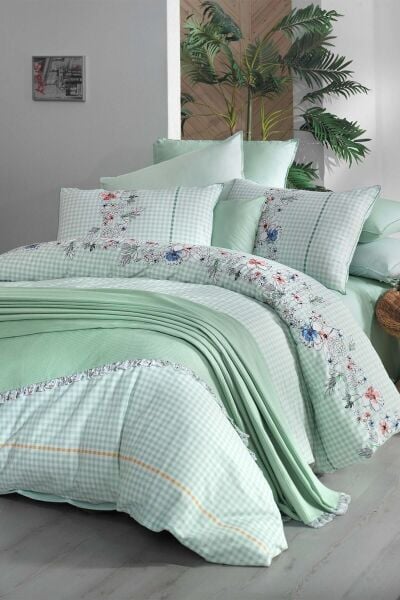 Sarev Eva Bella Nevresim Takımı Yeşil Tek Kişilik