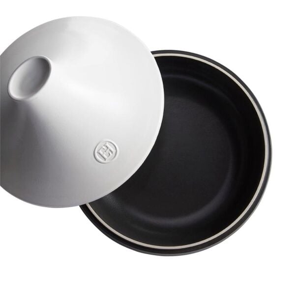 Emile Henry İnduksiyon Uyumlu Tajin 32 cm 4 Lt Slate Beyaz Kapaklı/Slate