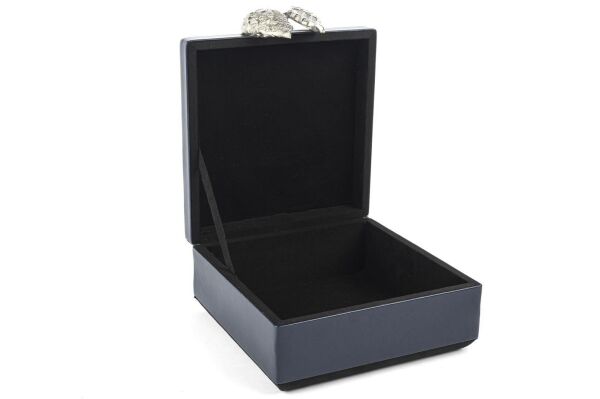 Mikasa Moor Lacivert Deri Gümüş Takı Kutusu 22x22x11 cm