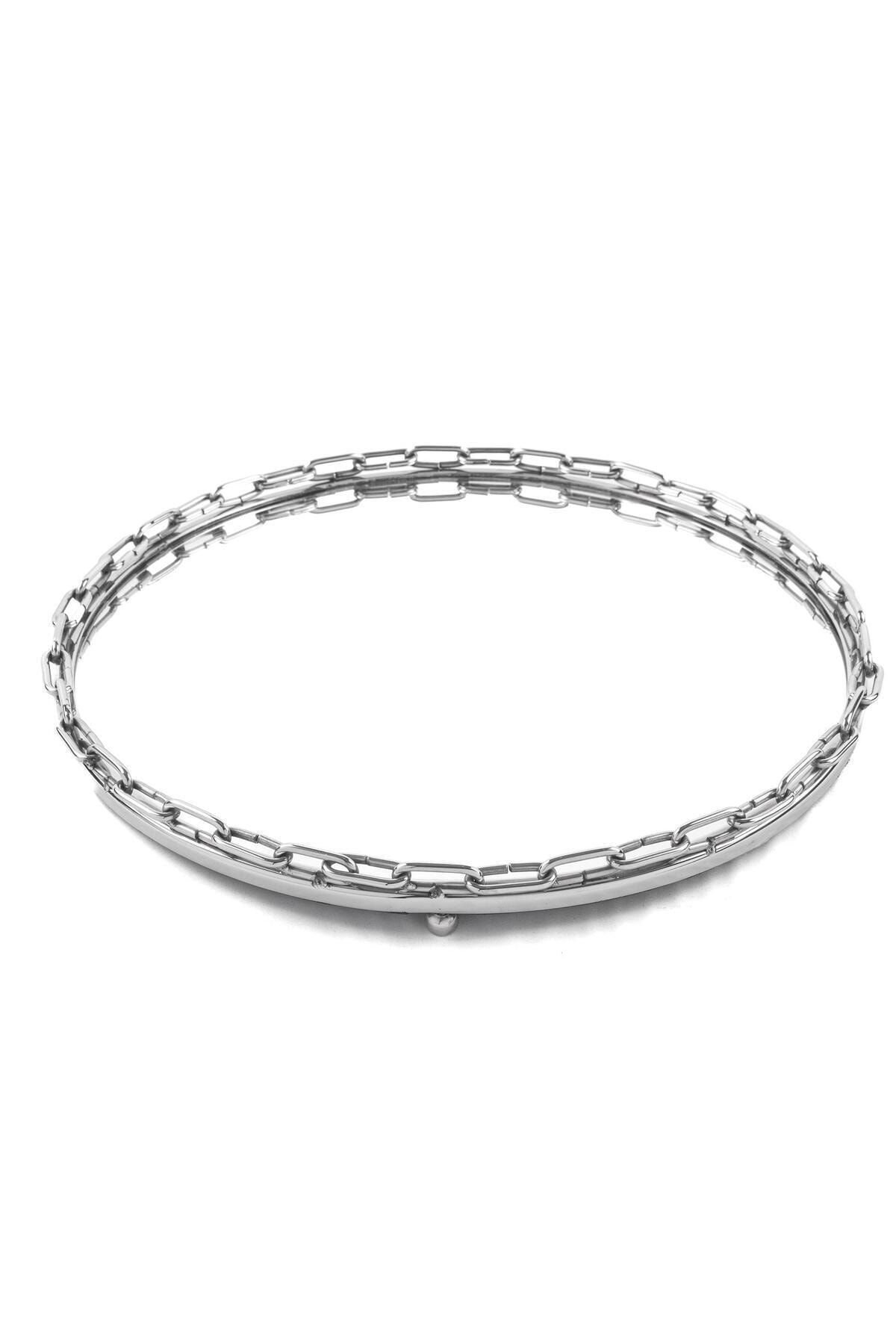 Mikasa Moor Gümüş Metal Yuvarlak Aynalı Tepsi 38 cm