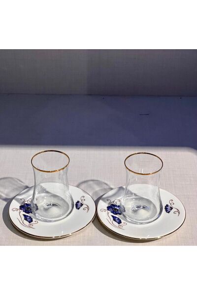 Evaliza Nostalji Kelebek  6'lı  Çay  Seti