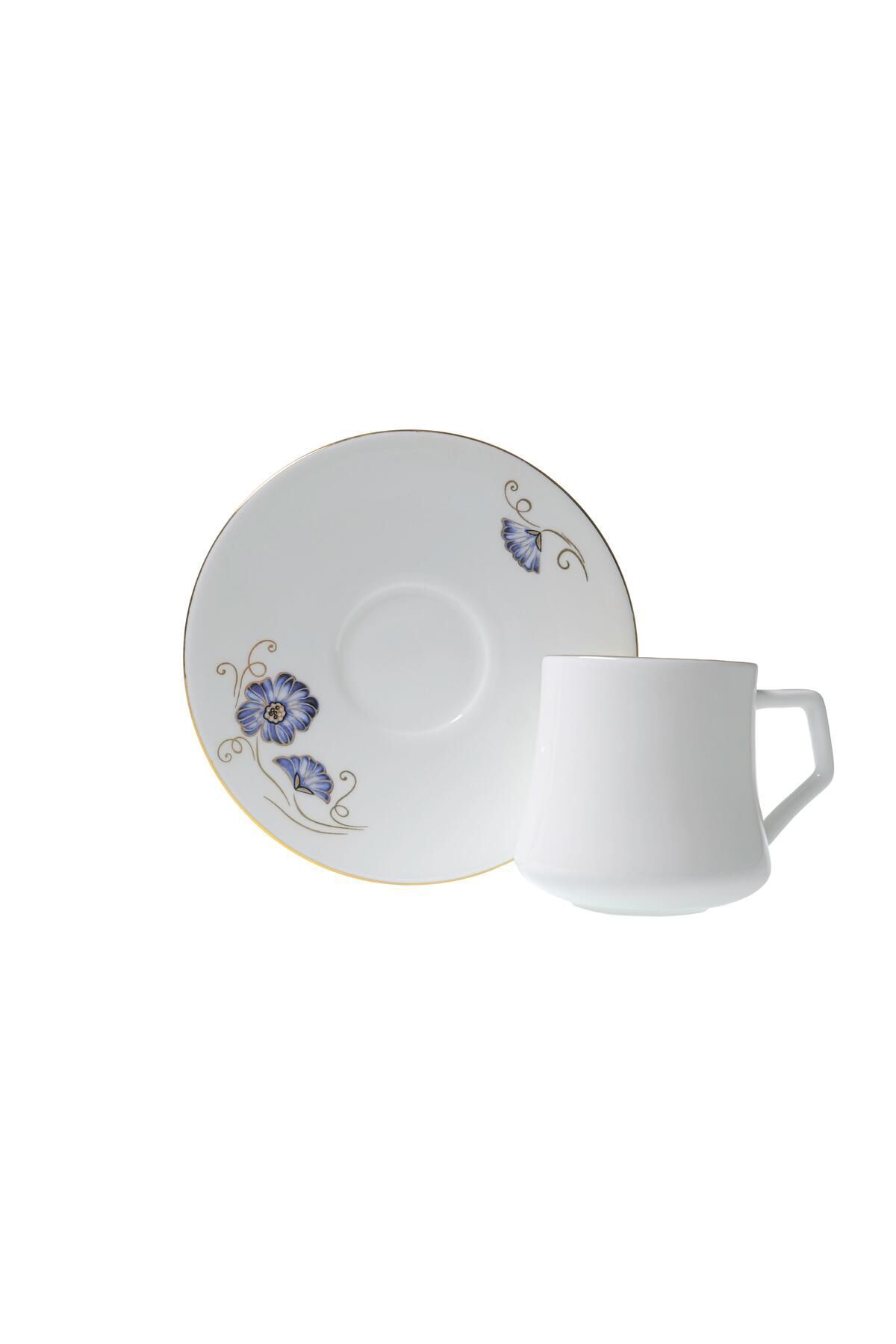 Evaliza Nostalji Kelebek Mavi 6'lı Kahve Seti