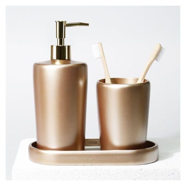 Selim Dekor Conical Banyo Seti Vizon