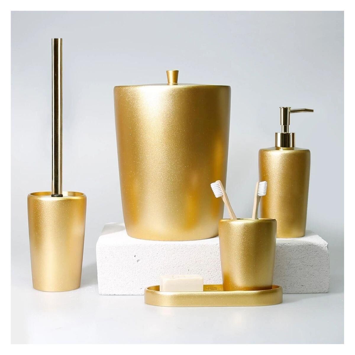 Selim Dekor Conical Banyo Seti Altın