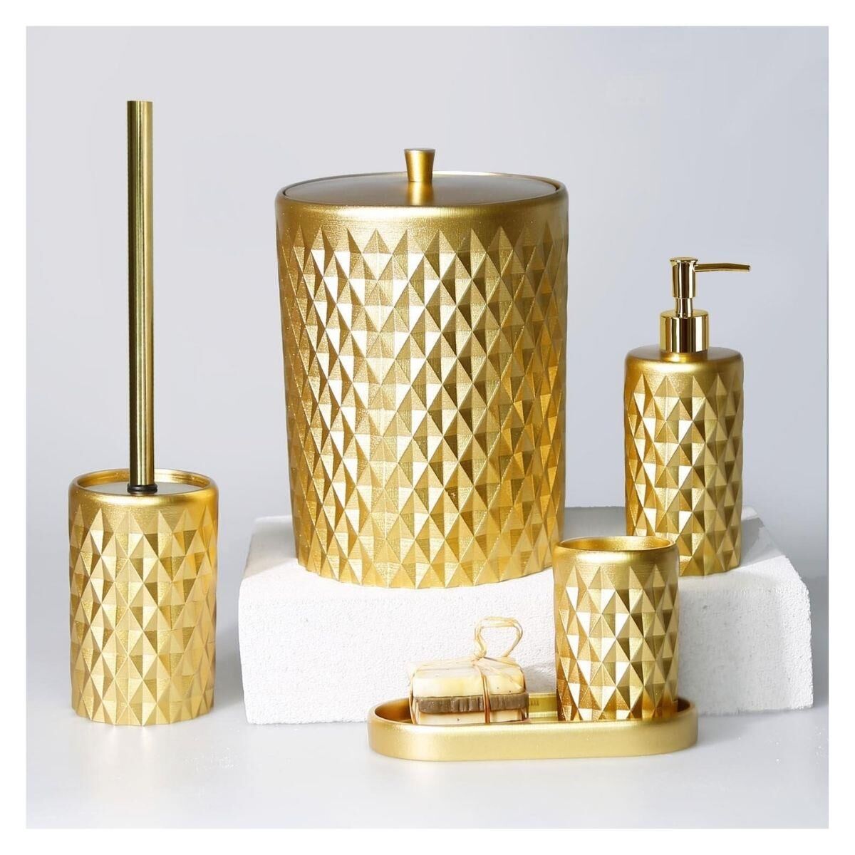 Selim Dekor Glowing Banyo Seti Altın