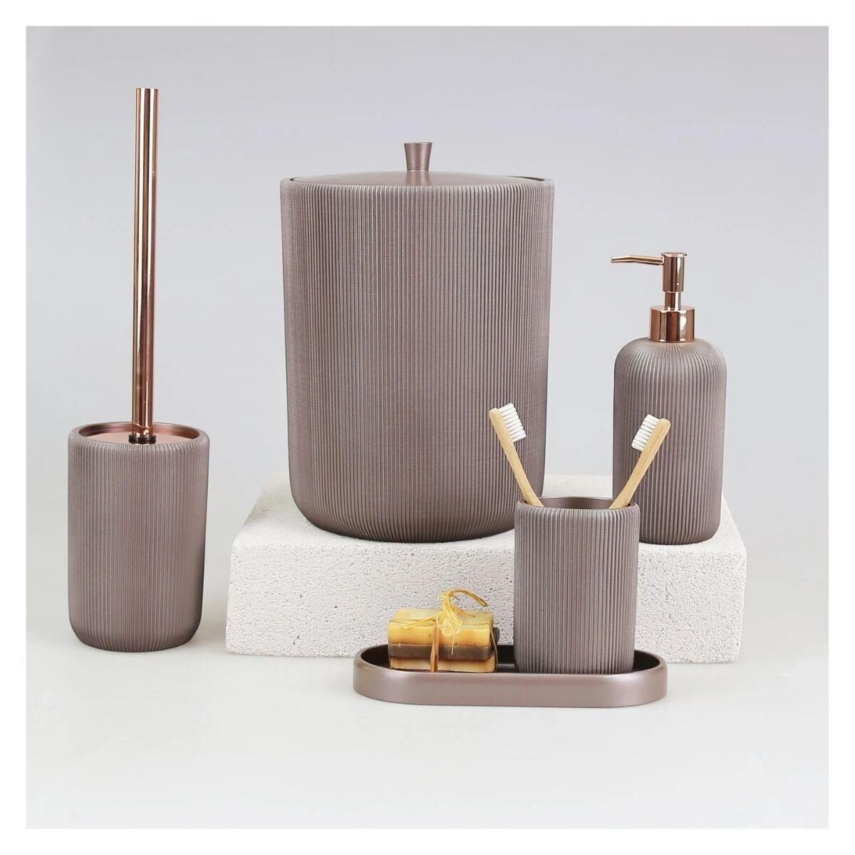 Selim Dekor Lydia Banyo Seti Taupe