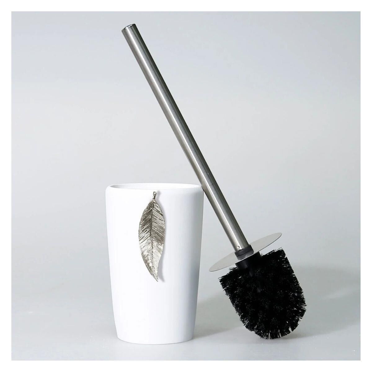 Selim Dekor Leaf Banyo Seti Beyaz-Gümüş