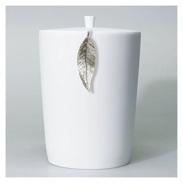 Selim Dekor Leaf Banyo Seti Beyaz-Gümüş