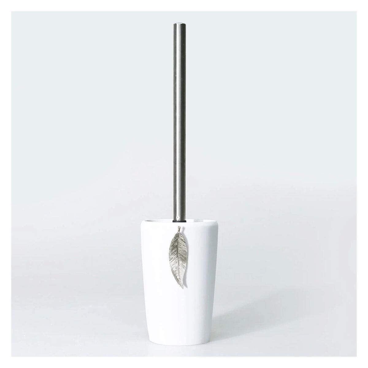 Selim Dekor Leaf Banyo Seti Beyaz-Gümüş