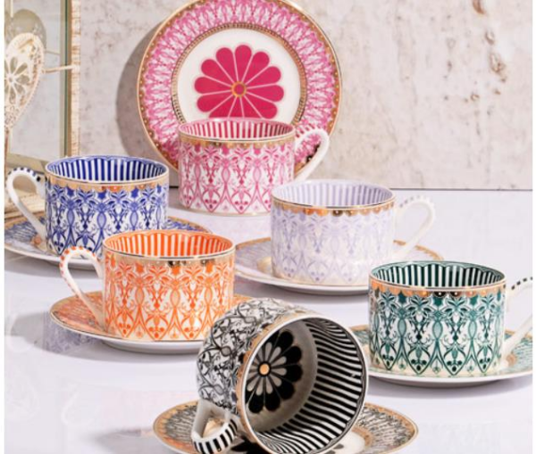 Kosova Fcn-13 Bone China 6'lı Nescafe Bardağı 200cc Çiçek Papatya