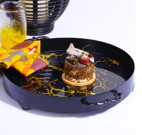 Kosova 1994-07 Yuvarlak Siyah Sarı Tepsi 35 Cm