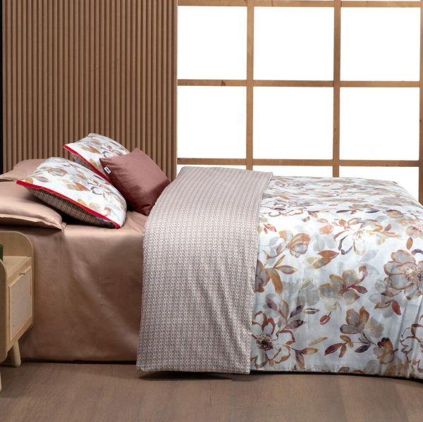 Sarev Ulıana Saten Nevresim Takımı Çift kişilik 4 Yastık Dk Somon