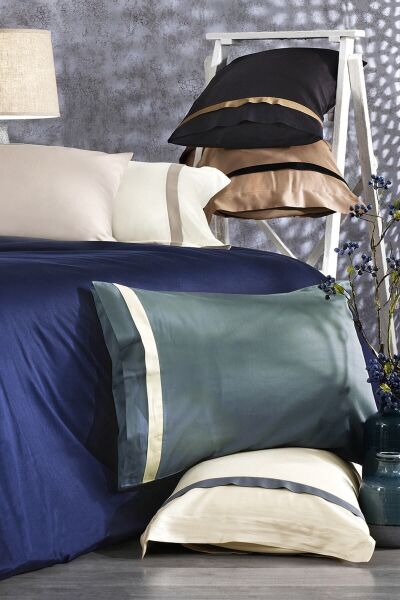 Nazik Home Elite Organik Pamuk Saten 6 Parça Nevresim Takımı Siyah / Kahve Çift Kişilik