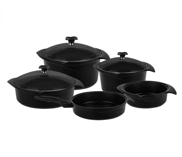 Aryıldız Flipper Kırılmaz Siyah Cam Tencere Set