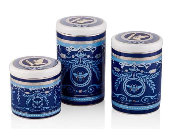 Joy Carmen Blue Banube 3'lü Kavanoz Seti 16cm 13,8cm 10cm