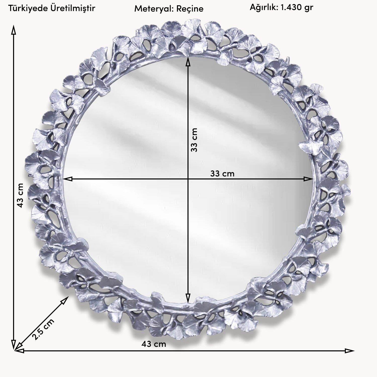 Selim Dekor Clove Ayna Gümüş